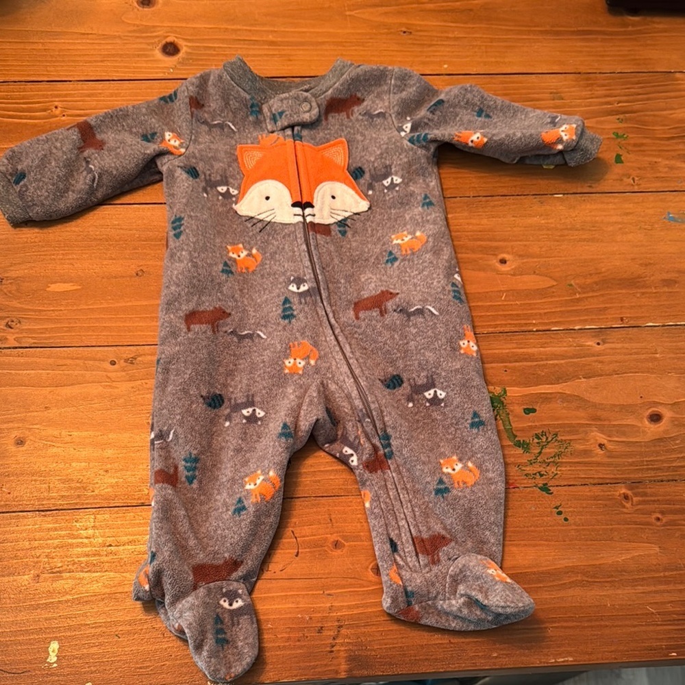 Child of mine 0-3 months Cozy Gray Fox Print Kids‎ One Piece
